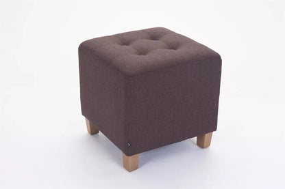 In And OutdoorMatch poef / hocker Leola - antiek bruin - stoffen zitting - houten poten kubus - antiek stool