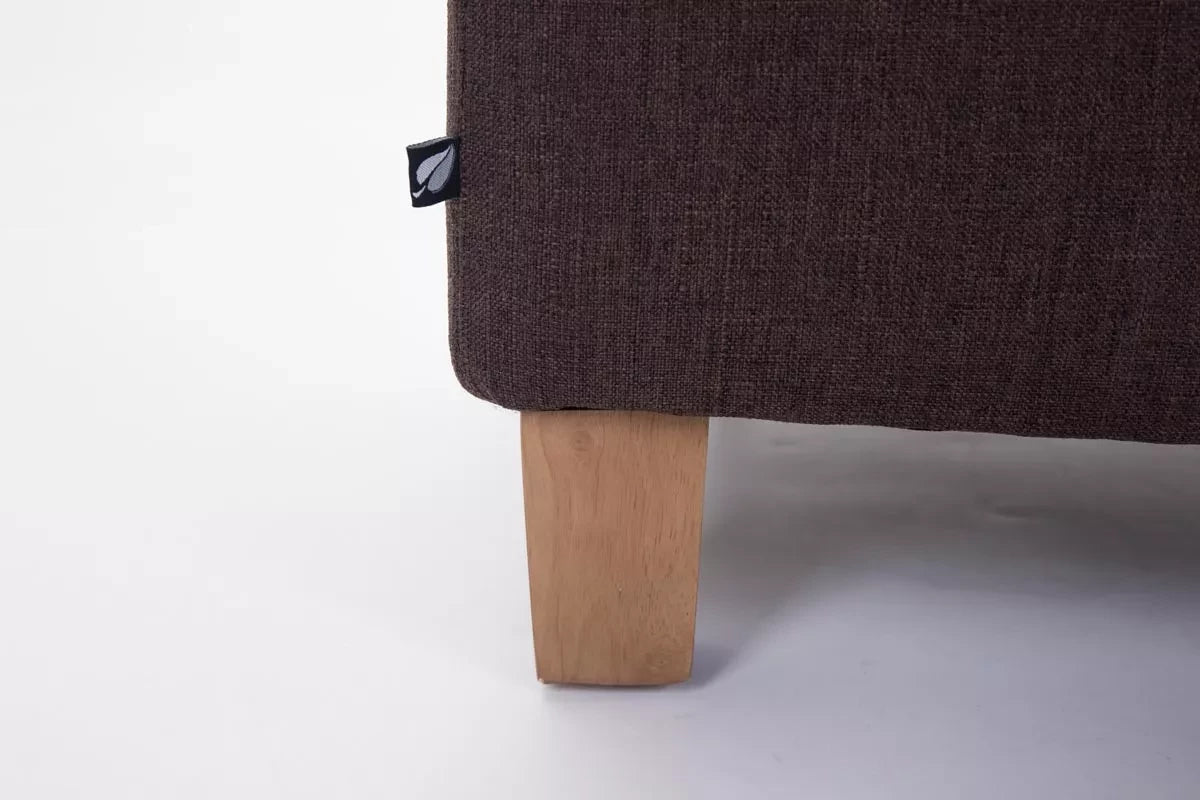 In And OutdoorMatch poef / hocker Leola - antiek bruin - stoffen zitting - houten poten kubus - antiek stool