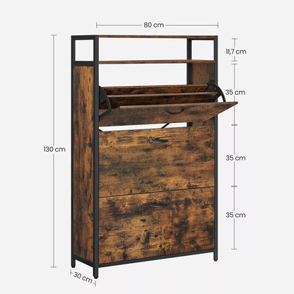 In And OutdoorMatch schoenenkast Chicko - Industrieel - Schoenenrek - Consoletafel - Gangtafel - Bijzettafel - 20-24 paar shoe rack