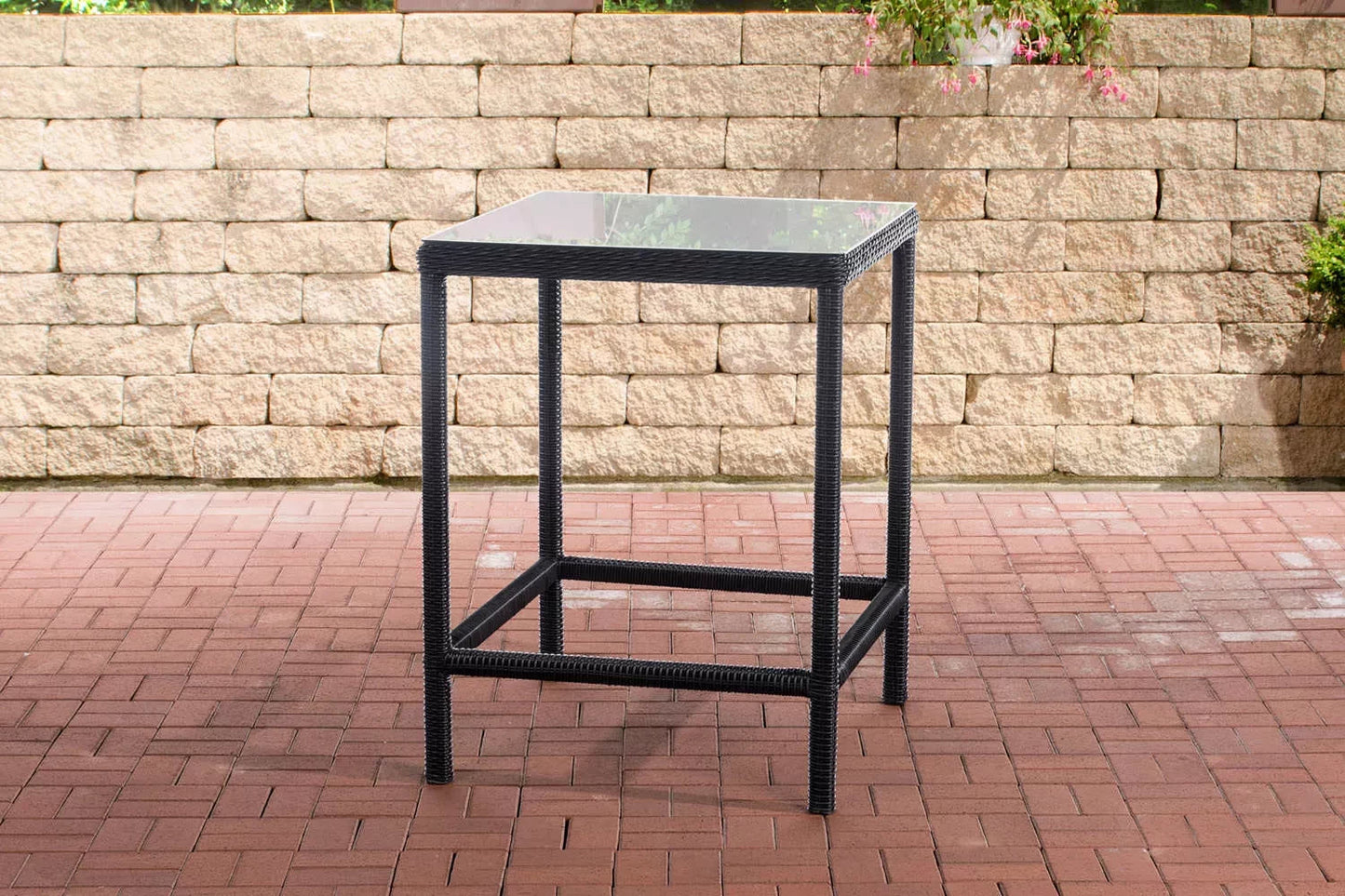 In And OutdoorMatch tuintafel Violette - Bartafel - Donkergrijs/Grijs - tuintafel kunststof - tuintafels - tafel - Glazen tafel - 84 x 84 x 110,5 cm Bar table