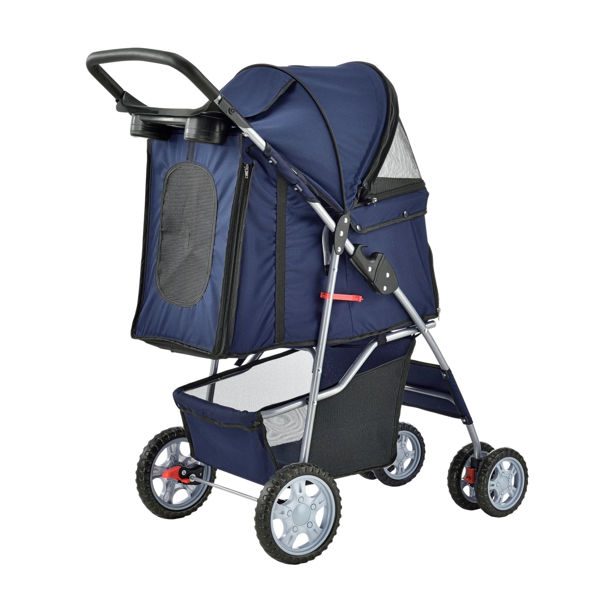 In En OutdoorMatch Hondenbuggy Zion - Met 4 wielen - 73x46x100 cm max. 15 kg - Blauw Pram