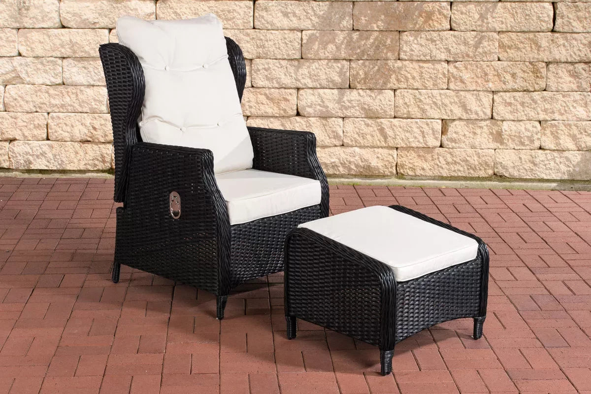 In En OutdoorMatch Premium Tuinstoel Modesta incl. voetenbank - Tuinstoel - buitenloungestoel - loungestoel - Lounge - crèmewit Garden Chair