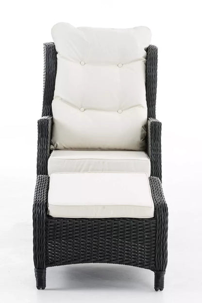 In En OutdoorMatch Premium Tuinstoel Modesta incl. voetenbank - Tuinstoel - buitenloungestoel - loungestoel - Lounge - crèmewit Garden Chair