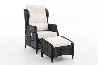 In En OutdoorMatch Premium Tuinstoel Modesta incl. voetenbank - Tuinstoel - buitenloungestoel - loungestoel - Lounge - crèmewit Garden Chair