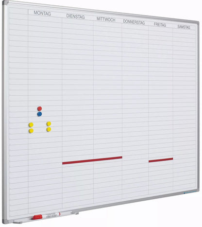 Whiteboard Deluxe Nathanael - Duits - Emaille staal - Weekplanner - Maandplanner - Jaarplanner - Magnetisch - Wit - 60x90cm Planbord