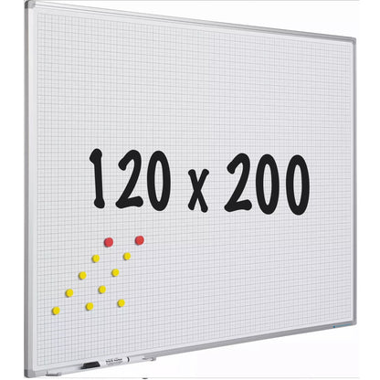 Whiteboard Deluxe Saundra - Diamanten - Emaille staal - Weekplanner - Maandplanner - Jaarplanner - Magnetisch - Wit - 120x200cm Whiteboards