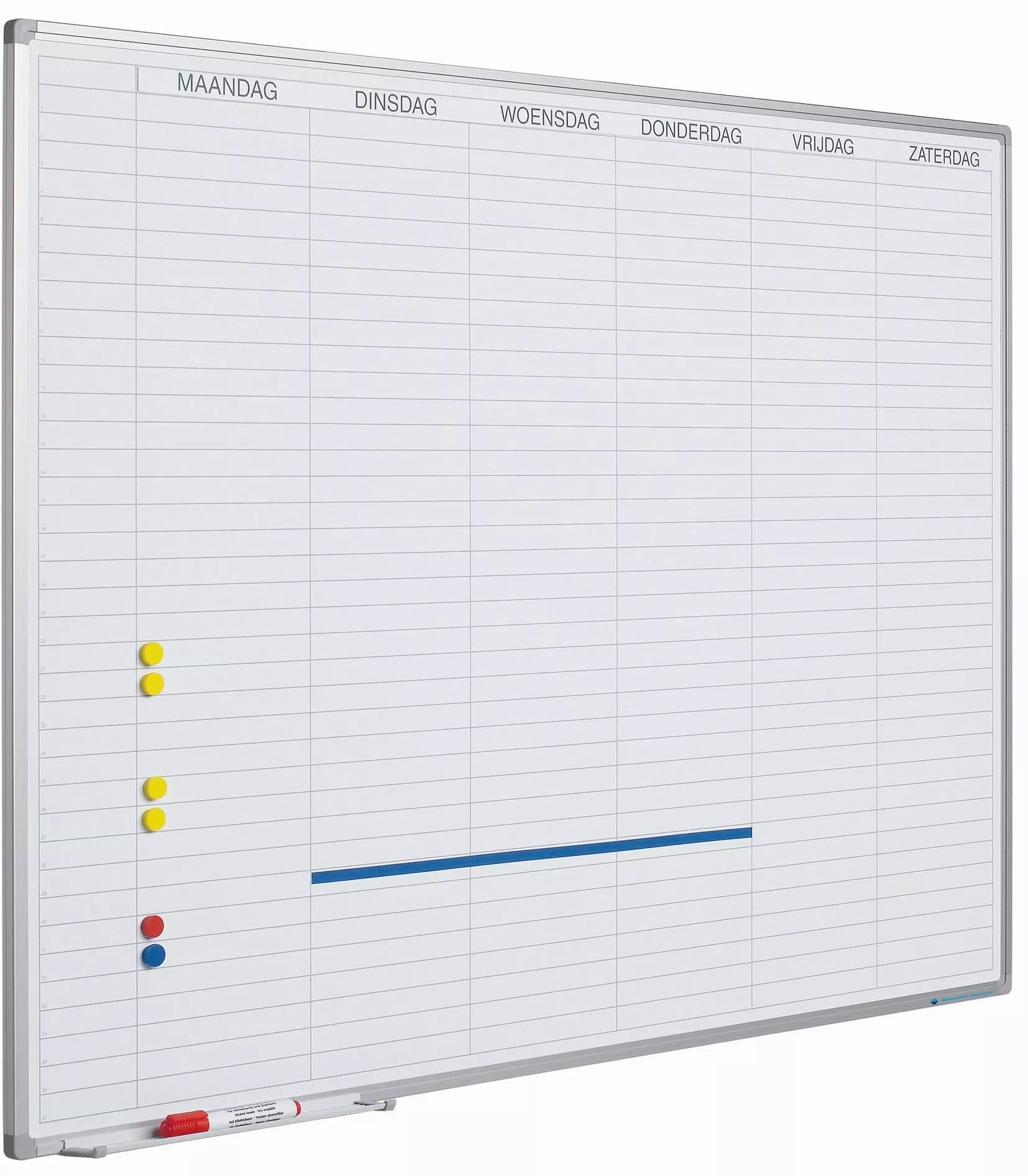 Whiteboard Deluxe Vincent - Emaille staal - Weekplanner - Maandplanner - Jaarplanner - Magnetisch - Wit - Nederlands - 90x120cm Planbord